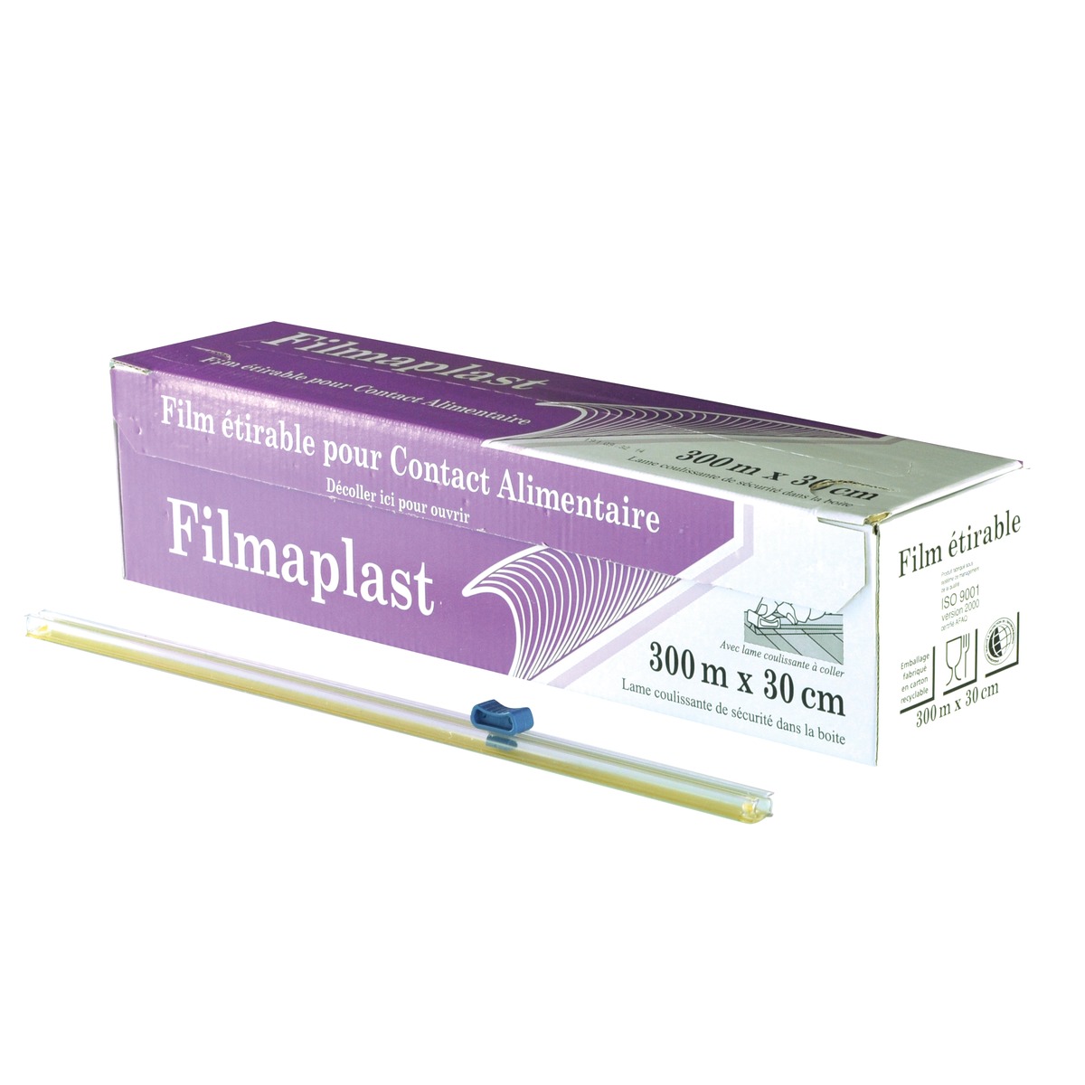 Film etirable Z300 x 0,30 - FILM Z30 Film alimentaire boîte distributrice 300m x 0.30 avec zip - 6 pièces