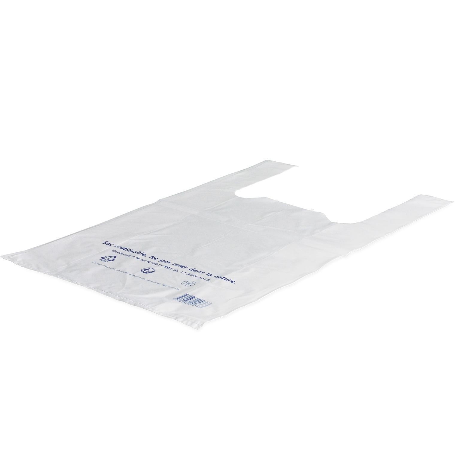 SAC-BRETELLE--BLANC-50µ Sac bretelle blanc 26x12x45 cm 50µ - 1500 pièces